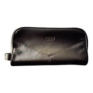 Contacts Men's Black Genuine Leather Toiletry Travel Bag, Dopp Kit, Organizer